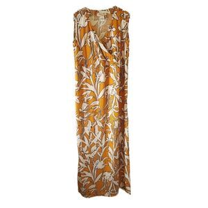 Nadia Lake Orange & White Floral Sleeveless Maxi Dress